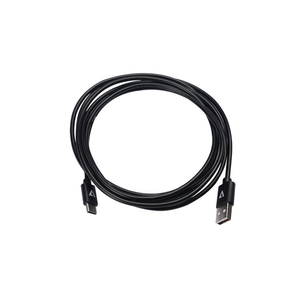 V7 - Cable USB negro con conector USB 2.0 A macho a USB-C macho 2m 6.6ft