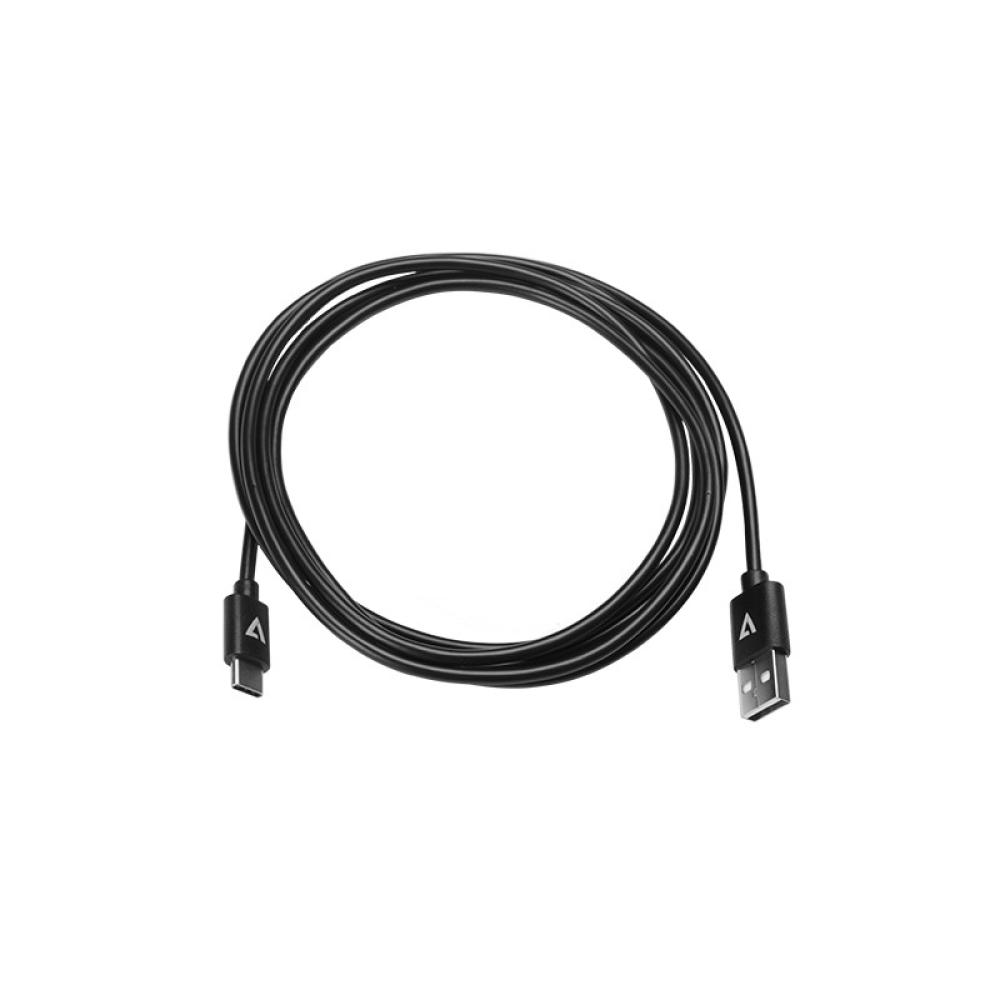 V7 - Cable USB negro con conector USB 2.0 A macho a USB-C macho 2m 6.6ft