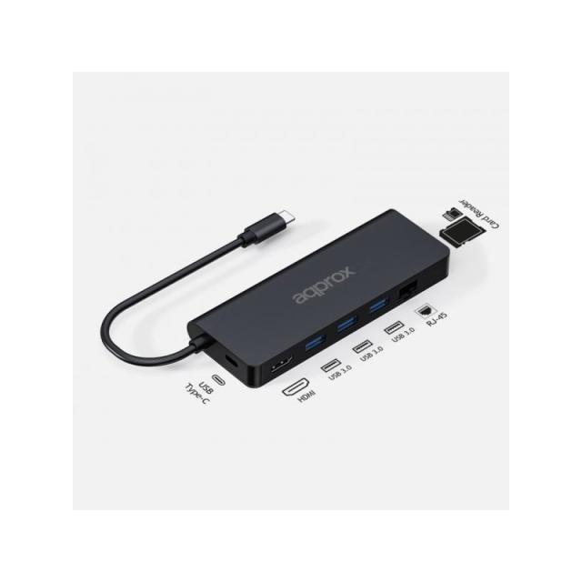 Approx - APPC53 base para portátil y replicador de puertos USB 3.2 Gen 1 (3.1 Gen 1) Type-C Negro