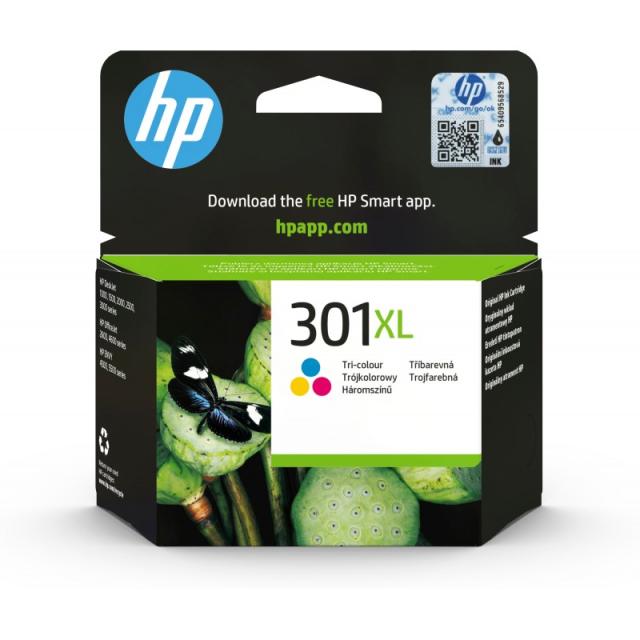 HP - Cartucho de tinta original 301XL de alta capacidad Tri-color