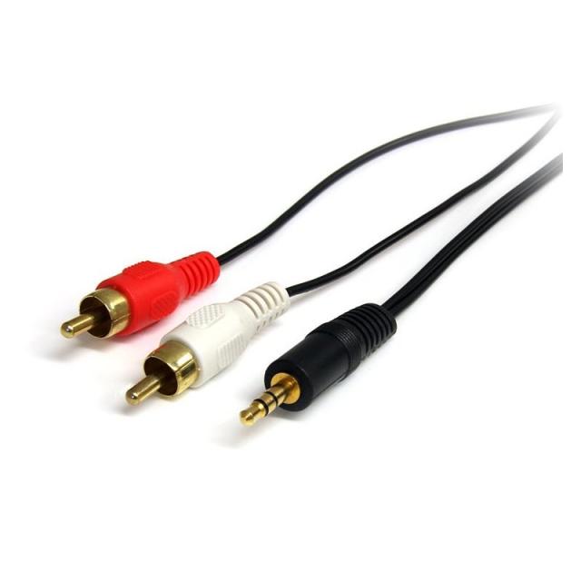 StarTech.com - Cable Adaptador de Mini-Jack a RCA 91cm - Jack 3,5mm Macho - 2xRCA Macho - Negro