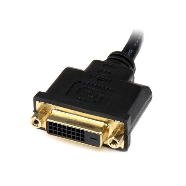 StarTech.com - Adaptador de 20cm HDMI a DVI - DVI-D Hembra - HDMI Macho - Cable Conversor de Vídeo - Negro