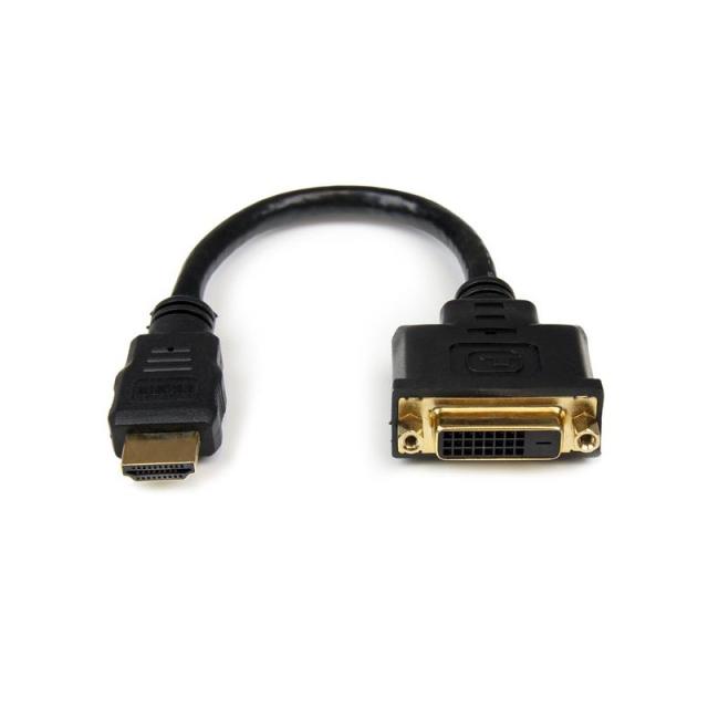 StarTech.com - Adaptador de 20cm HDMI a DVI - DVI-D Hembra - HDMI Macho - Cable Conversor de Vídeo - Negro