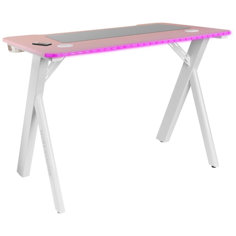 Mars Gaming - MGD100RGB, Mesa Gaming Ergonómica RGB, Alfombrilla XXL, Soporte Auriculares y Bebida, Escritorio PC, 100x60cm, Ros