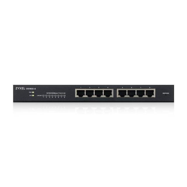 Zyxel - GS1900-8 Gestionado L2 Gigabit Ethernet (10/100/1000) Negro - GS1900-8-EU0102F