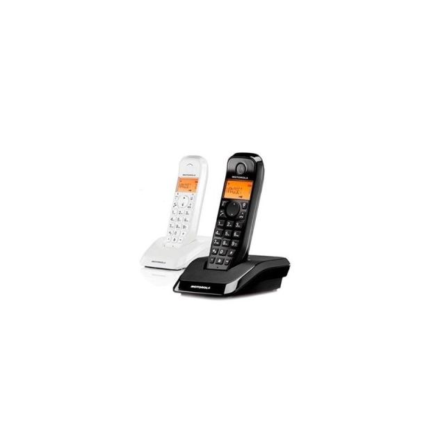 Motorola - S12 Duo Teléfono DECT Identificador de llamadas Negro, Blanco