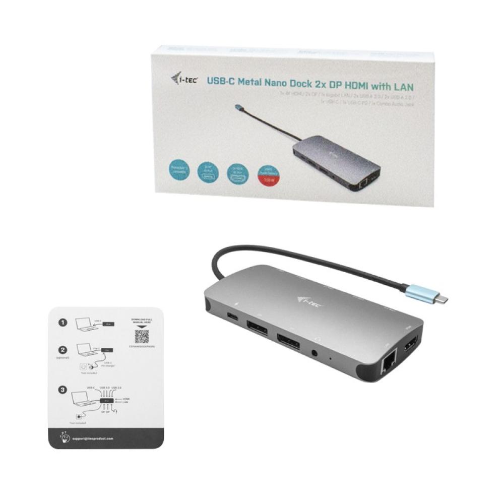 i-tec - Metal USB-C Nano 3x Display Docking Station + Power Delivery 100 W