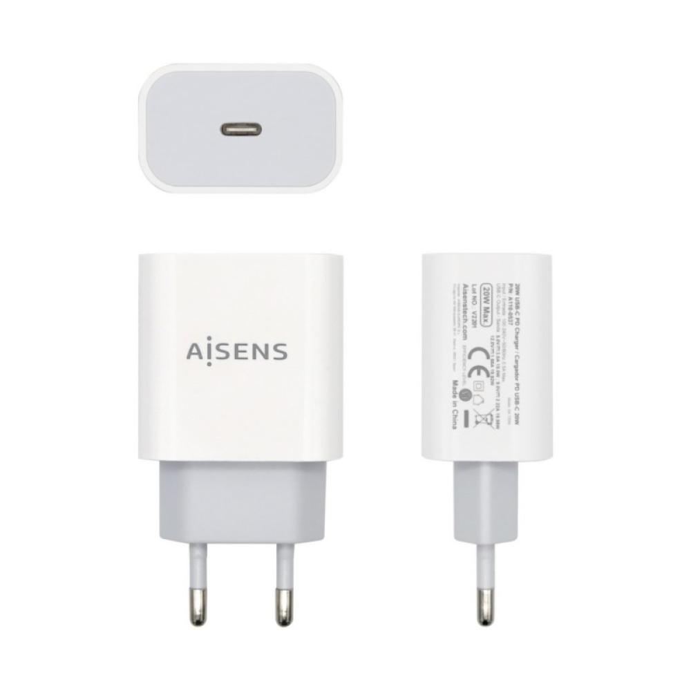 AISENS - Cargador USB-C P?3.0 1 Puerto 1x USB-C 20 W, Blanco