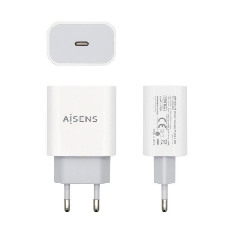 AISENS - Cargador USB-C P?3.0 1 Puerto 1x USB-C 20 W, Blanco