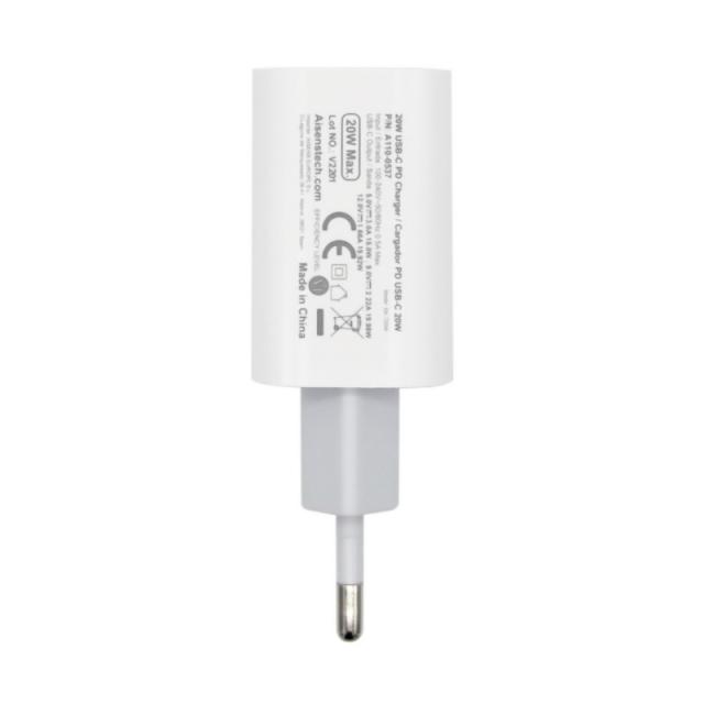 AISENS - Cargador USB-C P?3.0 1 Puerto 1x USB-C 20 W, Blanco