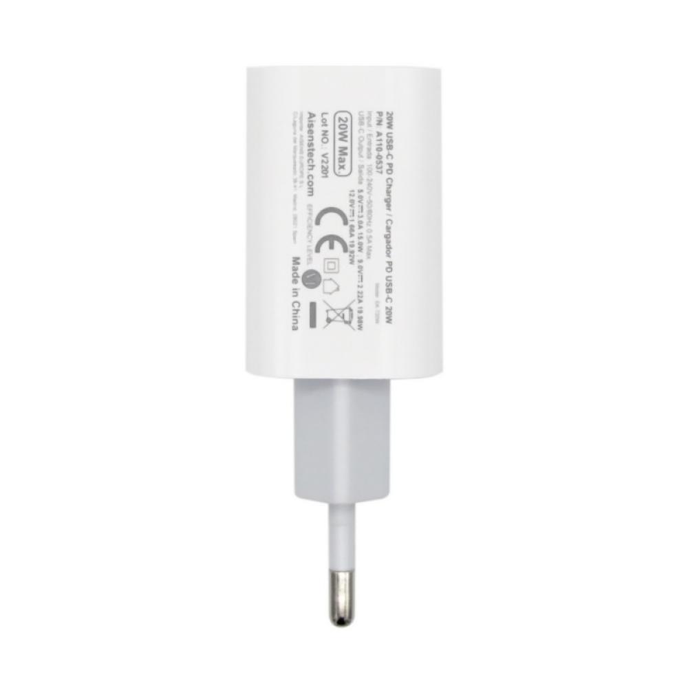AISENS - Cargador USB-C P?3.0 1 Puerto 1x USB-C 20 W, Blanco