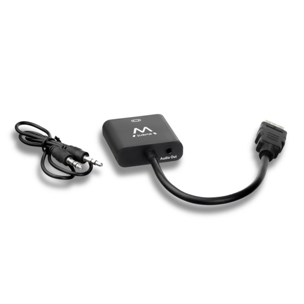 Ewent - EW9864 adaptador de cable de vídeo 0,2 m HDMI VGA, 3.5mm Negro