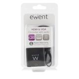 Ewent - EW9864 adaptador de cable de vídeo 0,2 m HDMI VGA, 3.5mm Negro