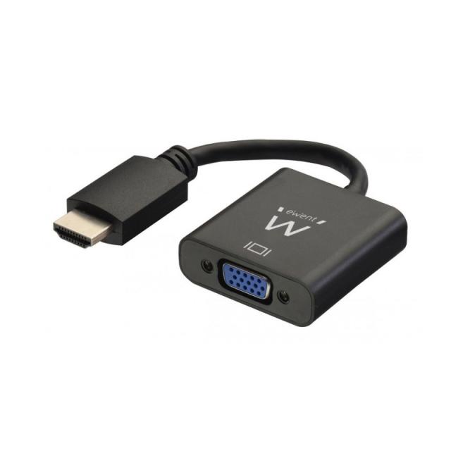 Ewent - EW9864 adaptador de cable de vídeo 0,2 m HDMI VGA, 3.5mm Negro