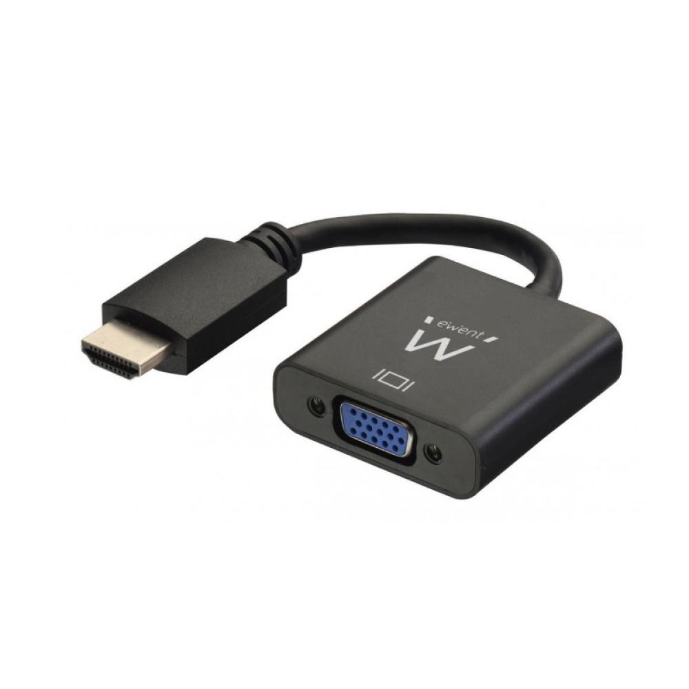 Ewent - EW9864 adaptador de cable de vídeo 0,2 m HDMI VGA, 3.5mm Negro