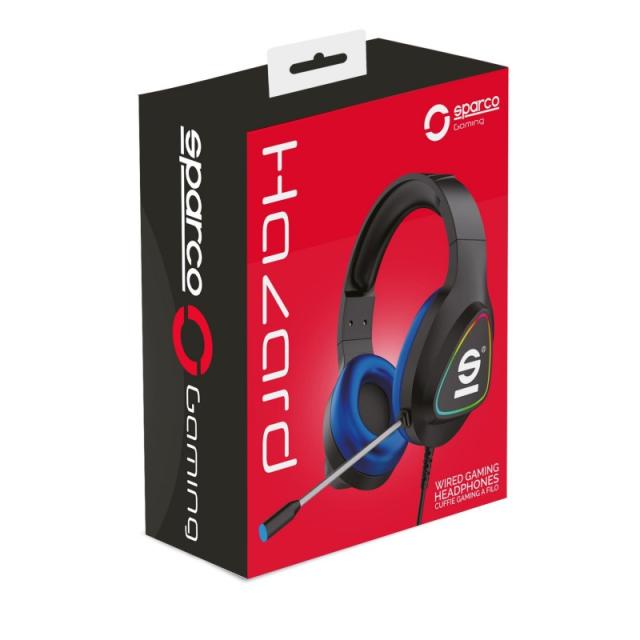 Sparco - SPHEADPHONEPRO auricular y casco Auriculares Alámbrico Diadema Juego USB tipo A Negro, Azul