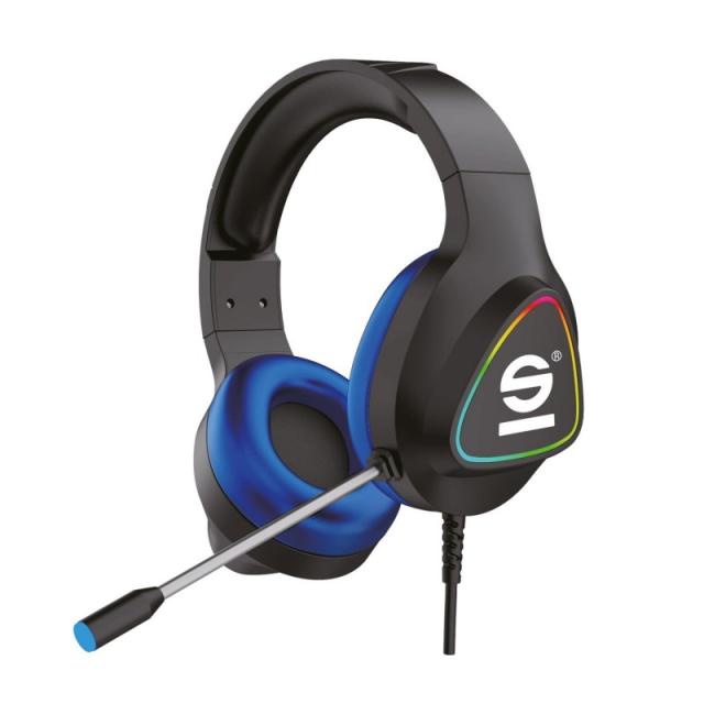 Sparco - SPHEADPHONEPRO auricular y casco Auriculares Alámbrico Diadema Juego USB tipo A Negro, Azul