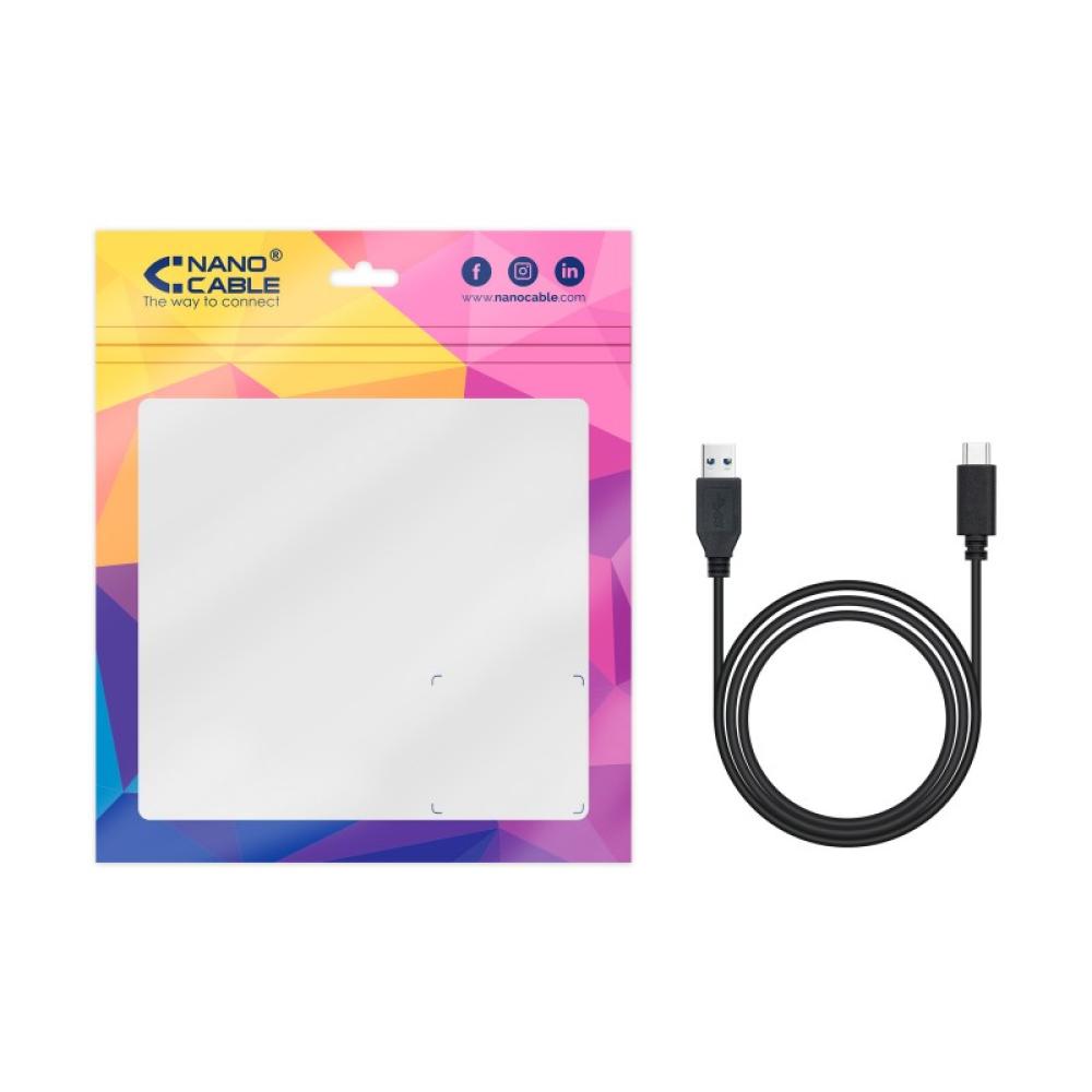 Nanocable - Cable USB 3.1, Gen2 10 Gbps 3A, tipo USB-C/M-A/M, Negro, 2 m