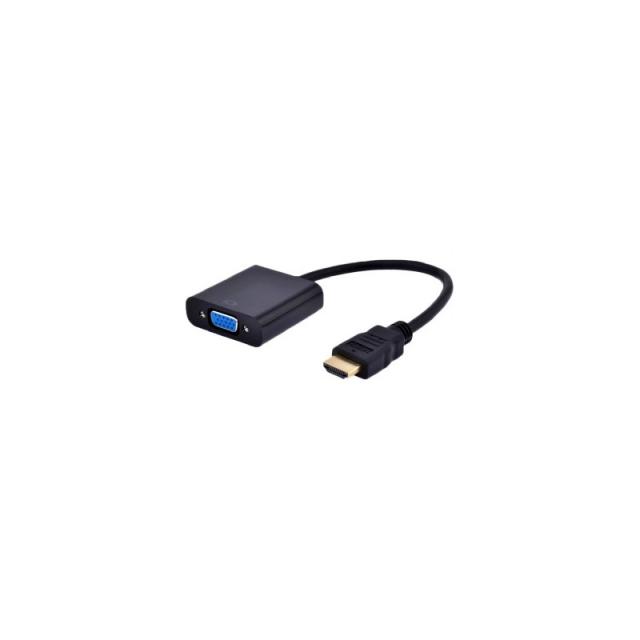 Gembird - A-HDMI-VGA-03 adaptador de cable de vídeo 0,15 m HDMI tipo A (Estándar) VGA (D-Sub) Negro