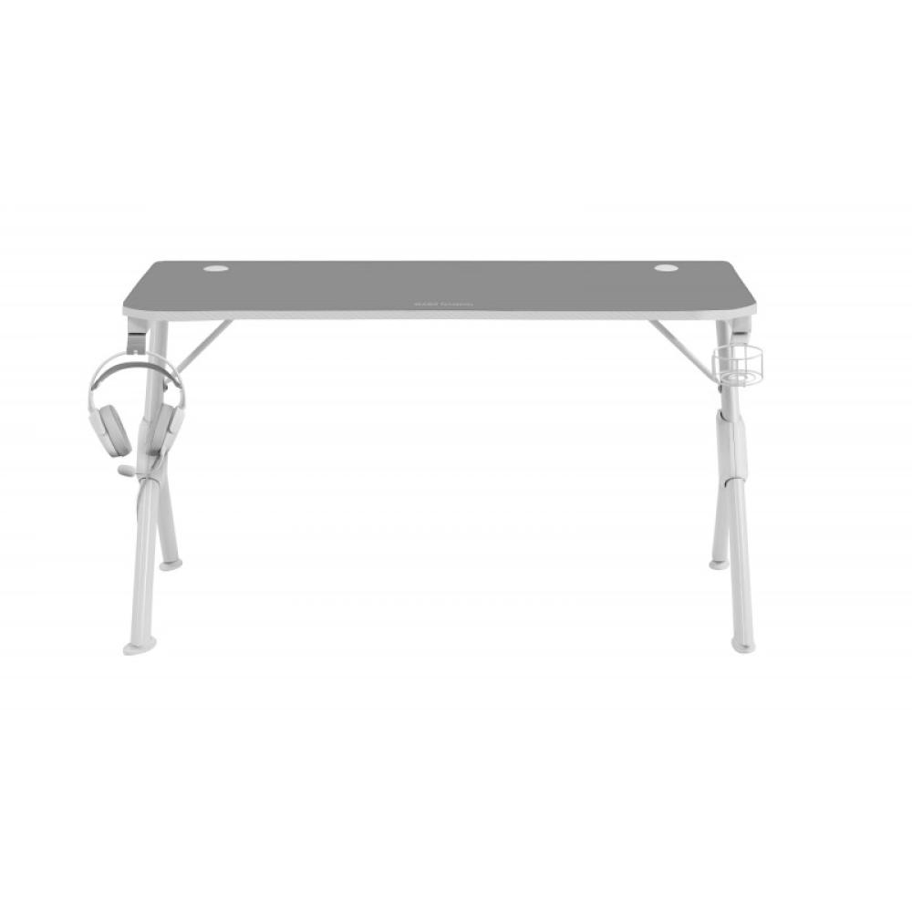 Mars Gaming - MGD140, Escritorio Ergonómica Gaming, Soporte Auriculares y Bebidas, Escritorio PC, 140x60cm, Blanco