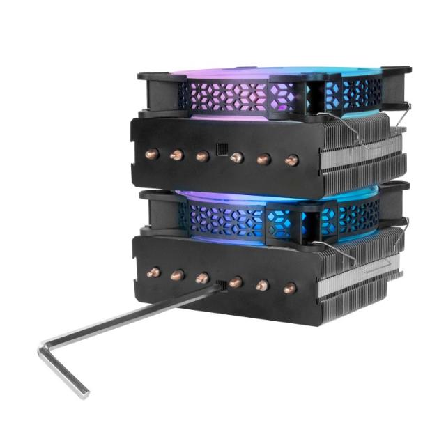 Mars Gaming - Disipador CPU, Doble Torre Refrigeración, 6 Heatpipes HCT, TDP 300 W, 2 Ventiladores ARGB PWM 12 cm, MCPUXT, Color