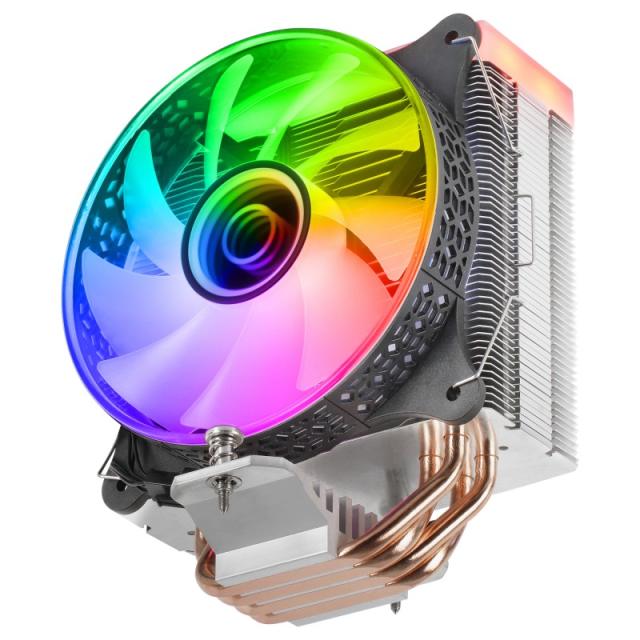 Mars Gaming - MCPU-VR Negro, Disipador CPU, Doble Espejo Infinito ARGB, 4 Heatpipes HCT, TDP 180W, Ventilador Ultra-silencioso P
