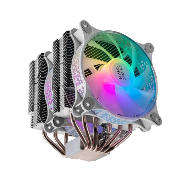 Mars Gaming - Disipador CPU, Doble Torre Refrigeración, 6 Heatpipes HCT, TDP 300 W, 2 Ventiladores ARGB PWM 12 cm, MCPUXTW, Colo