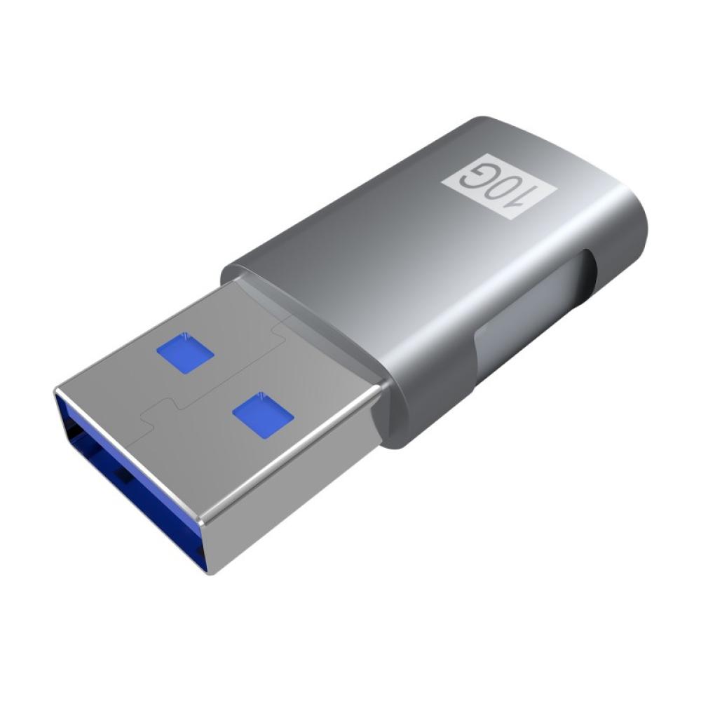 AISENS - Mini Adaptador USB 3.2 GEN2 10G 3A, Tipo USB-C/H-A/M, Gris