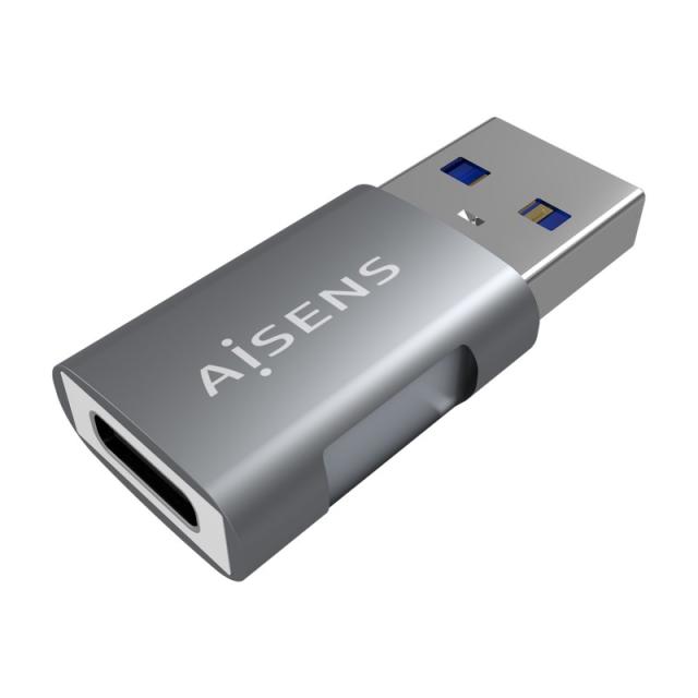 AISENS - Mini Adaptador USB 3.2 GEN2 10G 3A, Tipo USB-C/H-A/M, Gris