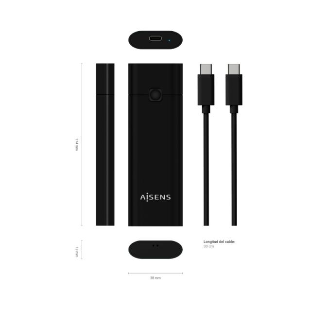 AISENS - Caja Externa M.2 (NGFF) ASM2-020B NVMe a USB3.2 GEN2, Negra