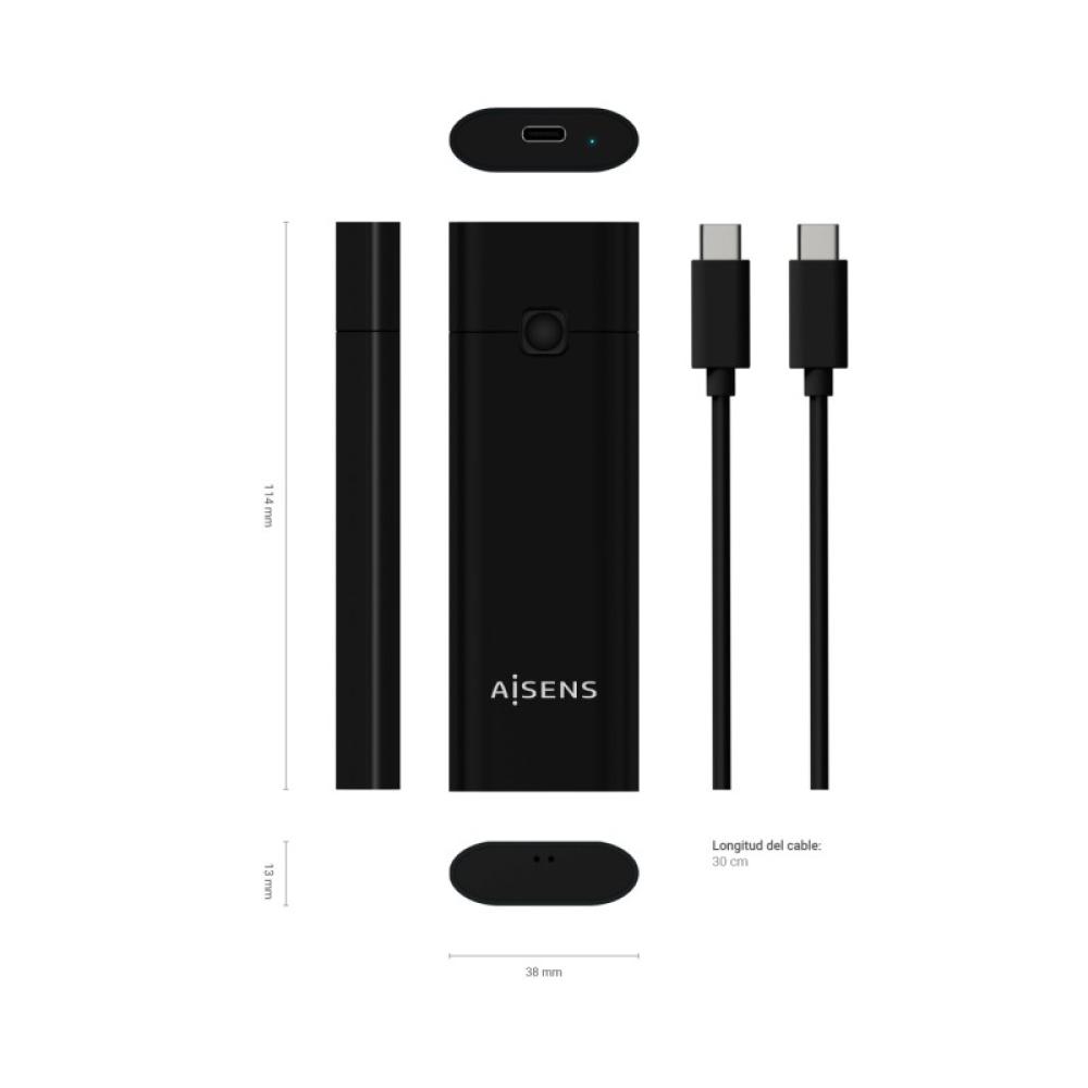 AISENS - Caja Externa M.2 (NGFF) ASM2-020B NVMe a USB3.2 GEN2, Negra