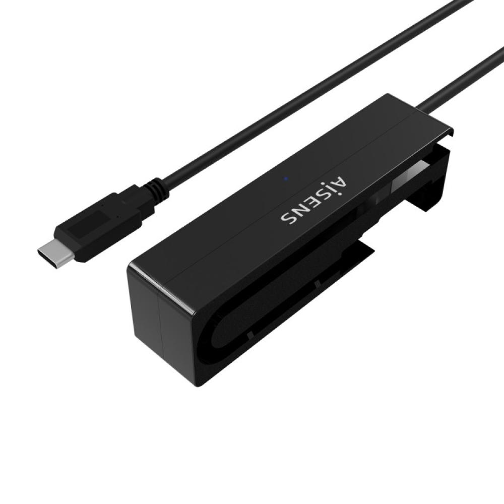 AISENS - Adaptador ASE-35C02B SATA a USB-C USB 3.0/USB3.1 GEN1 para Discos Duros 2.5" y 3.5" con Alimentador, Negro