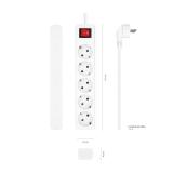 AISENS - Base Multiple 5 Tomas con Interruptor con Cable 3×1.5mm2, Blanco, 1.4 m