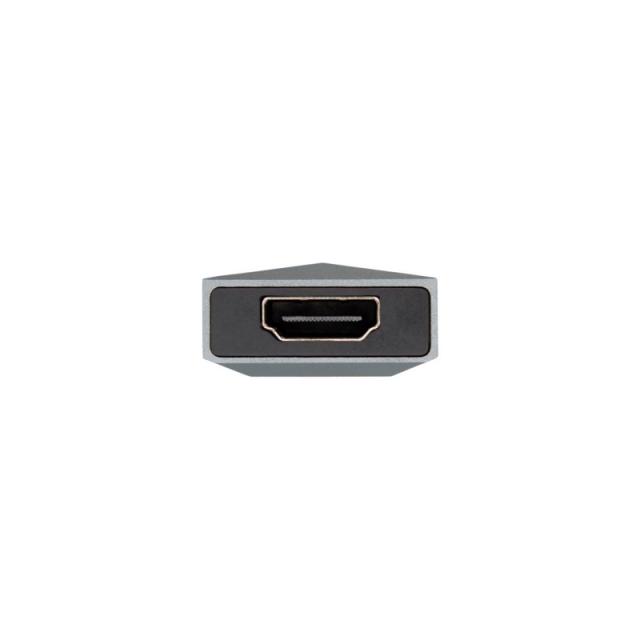 AISENS - USB-C dock 4 en 1, USB-C a 1xHDMI, 2xUSB, 1xPD, Gris, 15 cm