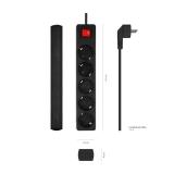 AISENS - Base Multiple 5 Tomas con Interruptor con Cable 3×1.5mm2, Negro, 1.4 m