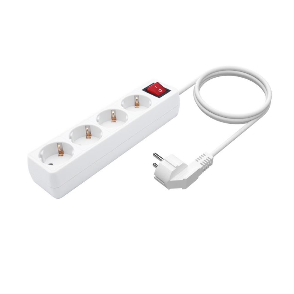 AISENS - Base Multiple 4 Tomas con Interruptor con Cable 3×1.5mm2, Blanco, 1.4 m