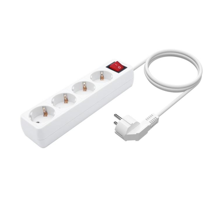 AISENS - Base Multiple 4 Tomas con Interruptor con Cable 3×1.5mm2, Blanco, 1.4 m