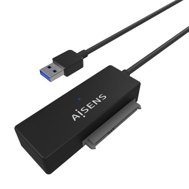 AISENS - Adaptador ASE-35A01B SATA a USB-A USB 3.0/USB3.1 GEN1 para Discos Duros 2.5? y 3.5? con Alimentador, Negro