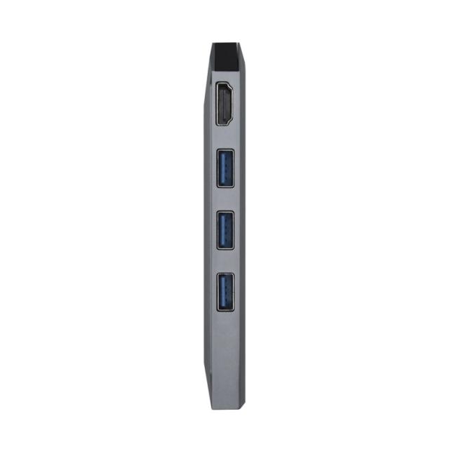 AISENS - USB-C dock 8 en 1, USB-C a 1xHDMI, 1xRJ45, 3xUSB, 1xPD, 1xSD, 1xMicroSD, Gris, 15 cm