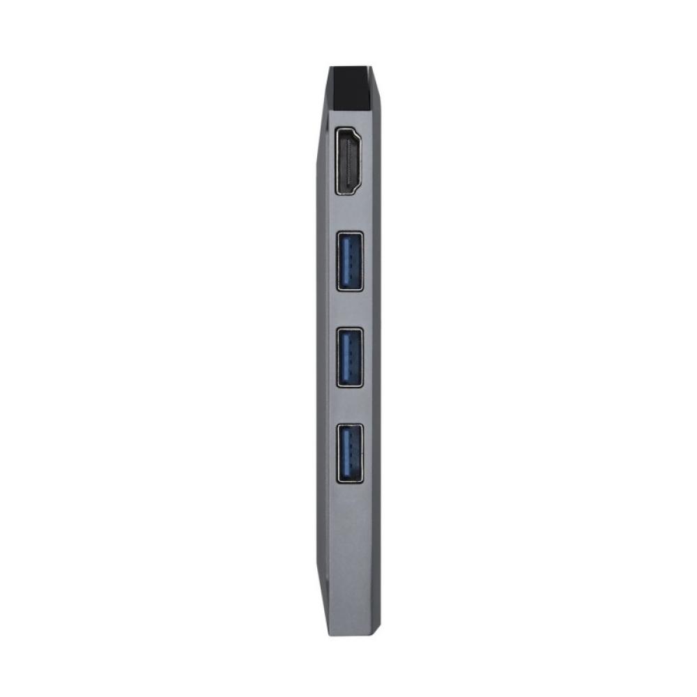 AISENS - USB-C dock 8 en 1, USB-C a 1xHDMI, 1xRJ45, 3xUSB, 1xPD, 1xSD, 1xMicroSD, Gris, 15 cm