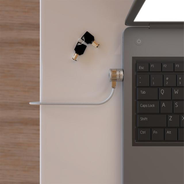 AISENS - Cable de Seguridad con Cerradura de Llave para Ordenador, Monitor, Portatil 1.5 m