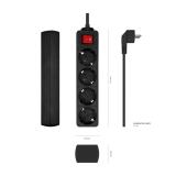 AISENS - Base Multiple 4 Tomas con Interruptor con Cable 3×1.5mm2, Negro, 1.4 m