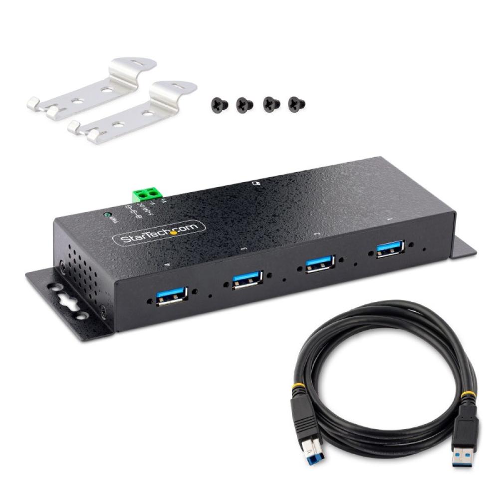 StarTech.com - Hub Industrial USB 3.0 de 5Gbps de 4 Puertos - Concentrador USB con Protección de Picos y Descargas ESD - Ladrón