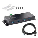 StarTech.com - Hub Industrial USB 3.0 de 5Gbps de 4 Puertos - Concentrador USB con Protección de Picos y Descargas ESD - Ladrón
