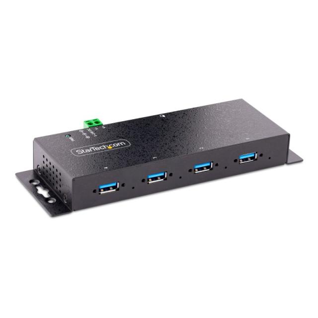 StarTech.com - Hub Industrial USB 3.0 de 5Gbps de 4 Puertos - Concentrador USB con Protección de Picos y Descargas ESD - Ladrón