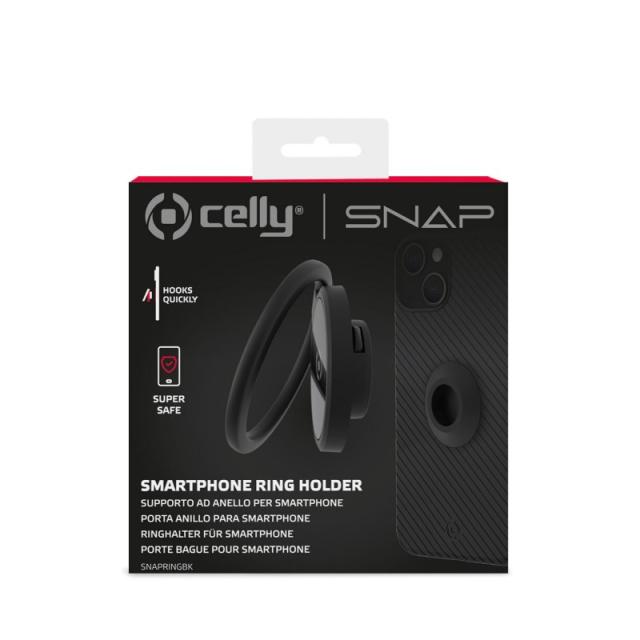 Celly - SnapRing Soporte activo para teléfono móvil Teléfono móvil/smartphone Negro