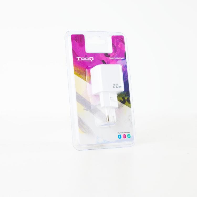 TooQ - Cargador de Pared USB-C PD20W, Blanco - TQWC-PD20WT