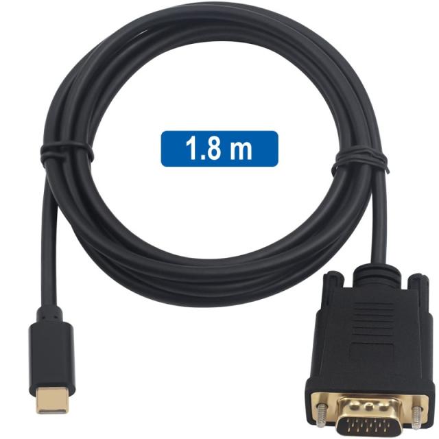 Ewent - EC1052 adaptador de cable de vídeo 1,8 m USB Tipo C VGA (D-Sub)