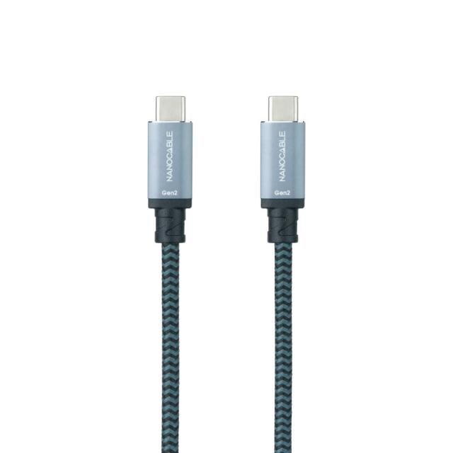 Nanocable - Cable USB 3.1 Gen2 10Gbps 5A, 4K/60Hz, USB-C/M-USB-C/M, Gris/Negro, 1 m