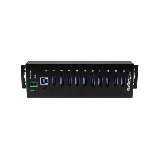 StarTech.com - Hub Industrial de 10 Puertos USB 3.0 - 5Gbps - Ladrón Concentrador USB-A con Protección Antiestática ESD y Protec